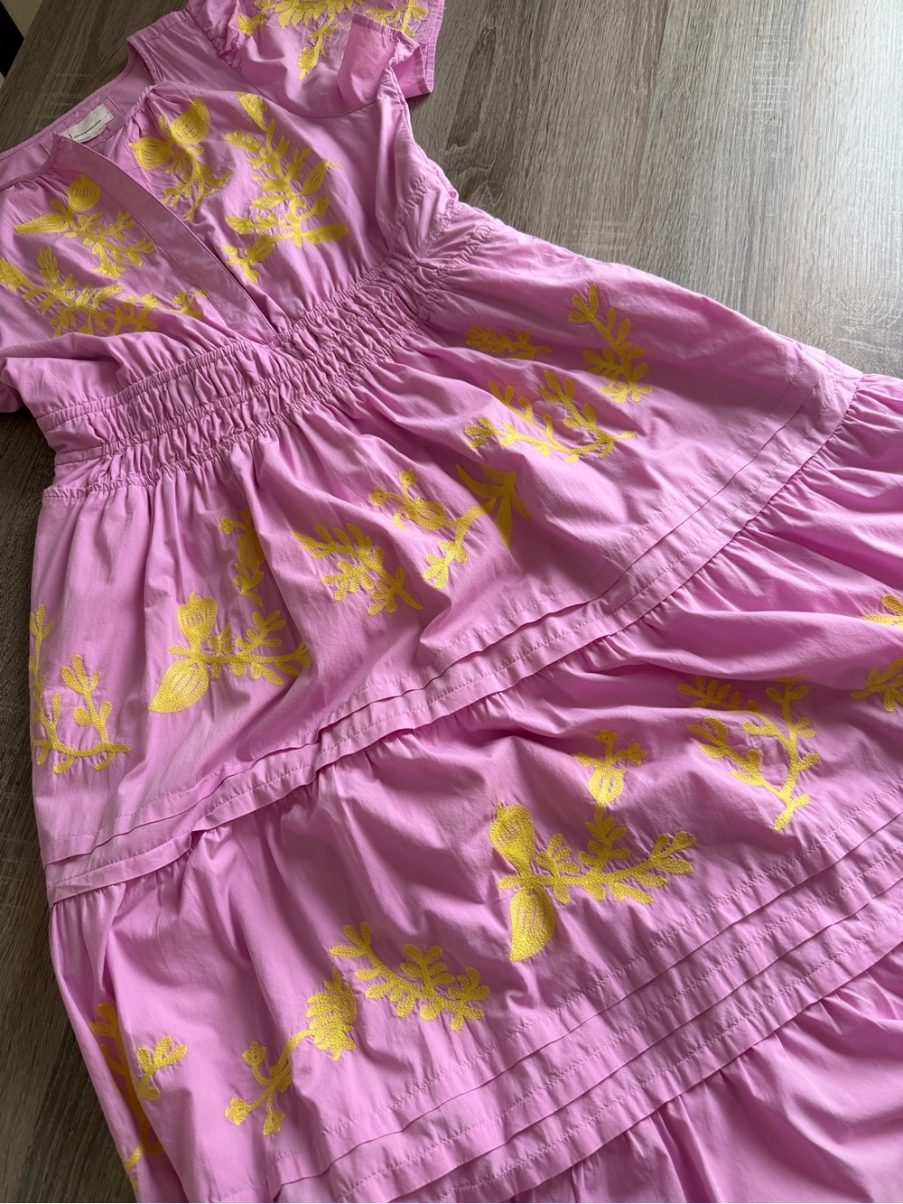Anthropologie Somerset Maxi Dress in Pink & Yellow Embroidered Edition Sz Medium - Picture 13 of 15